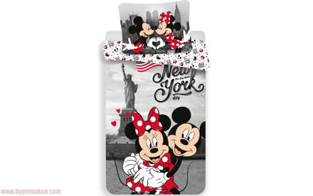 Bavlnené posteľné obliečky Disney Mickey a Minnie Mouse New York 140 x 200 cm