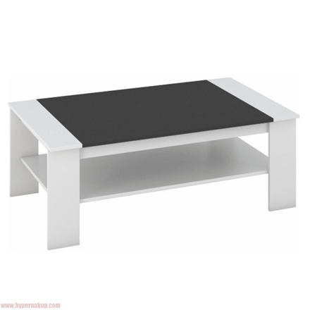 Konferenčný stolík, DTD laminovaná/ABS hrany, Biela/čierna, BAKER