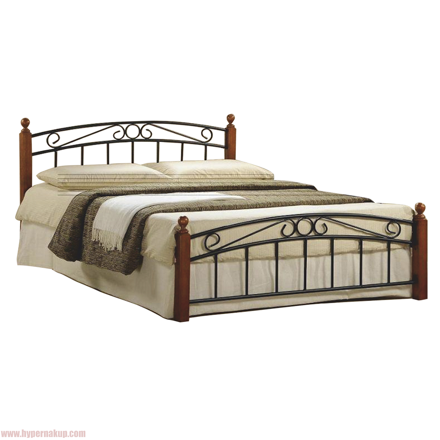 Manželská posteľ, drevo čerešňa/čierny kov, 160x200, DOLORES