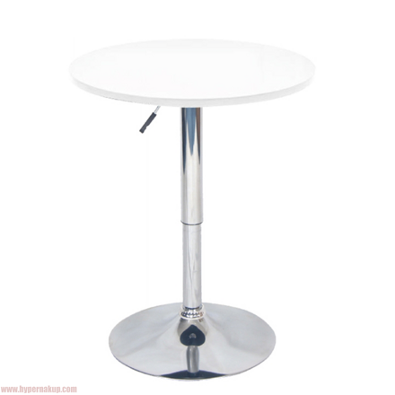 Barový stôl s nastaviteľnou výškou, biela, priemer 60 cm, BRANY 2 NEW
