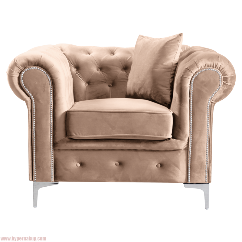 Luxusné kreslo, svetlohnedá Velvet látka, ROMANO Luxusné kreslo, svetlohnedá Velvet látka, ROMANO