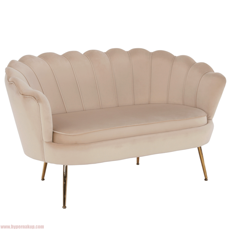 Lavica v štýle Art-deco, béžová Velvet látka/gold chróm-zlatý, NOBLIN Lavica v štýle Art-deco, béžová Velvet látka/gold chróm-zlatý, NOBLIN
